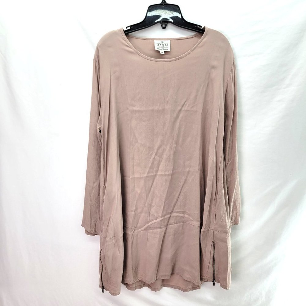 Vintage Masai Women's Long Sleeve Top Beige - Size Medium